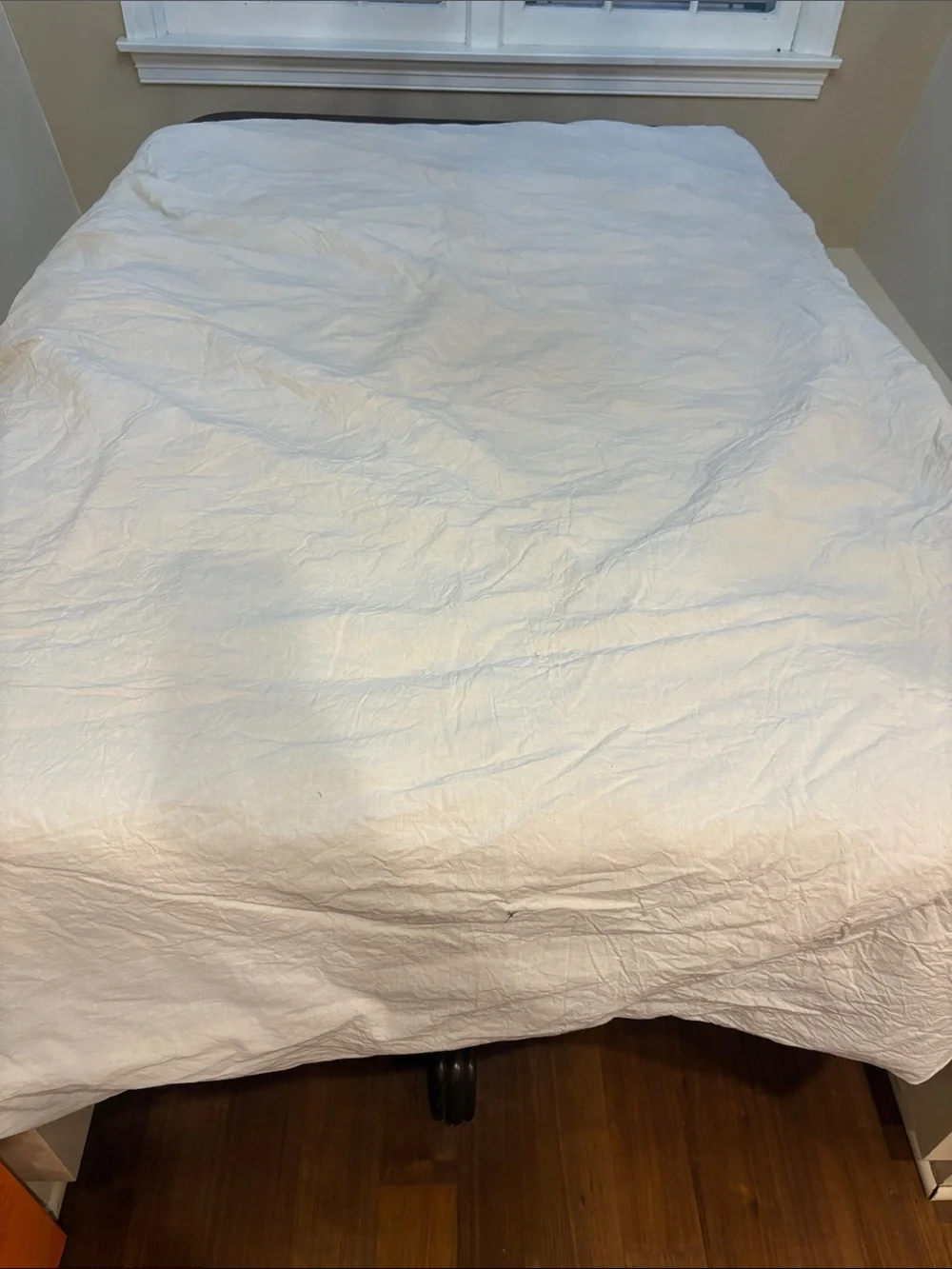 Handmade White and Blue Patchwork Quilt
